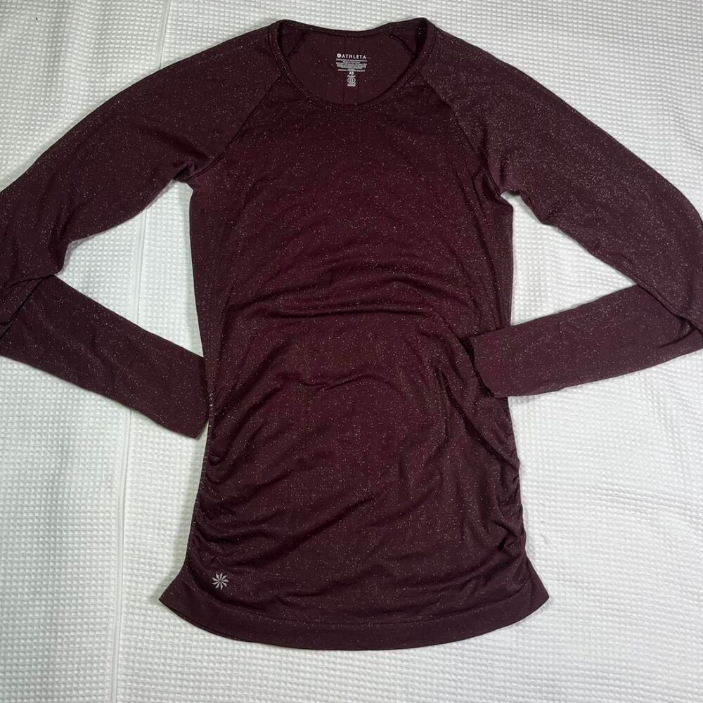 Athleta Women's Burgundy/Red Long Sleeve Top with Speckles Size XS